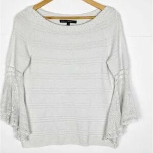 WHITE HOUSE-BLACK MARKET:  PALE GRAY SWEATER WITH BELL SLEEVES SIZE L